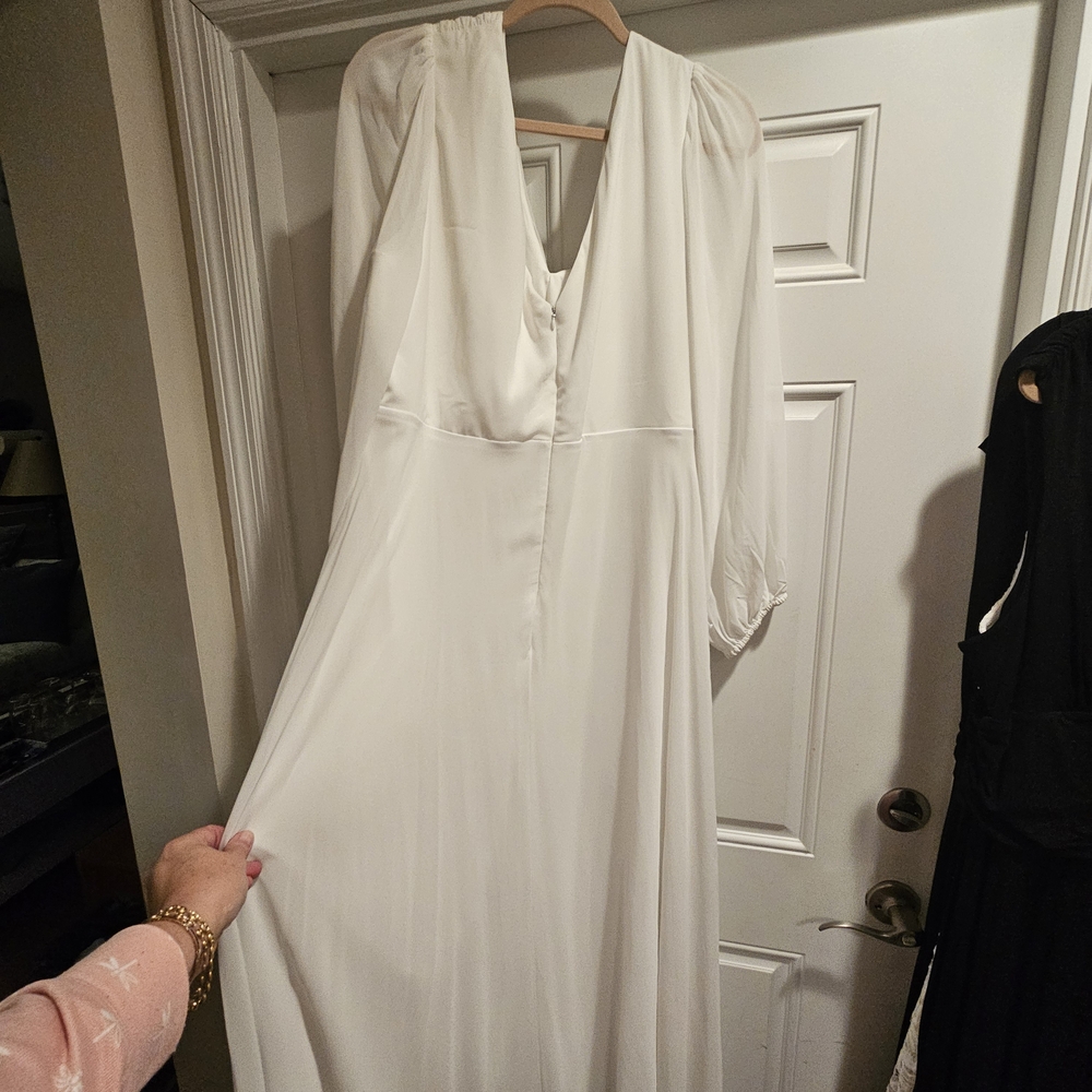 Ever Pretty 4X (3X) Elegant White Long-Sleeve Dress - Picture 7 of 14